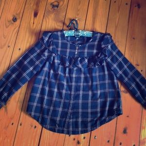 Plaid Madewell Ruffle Yoke Shirt